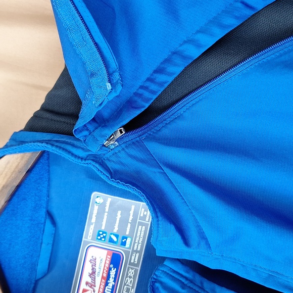 New York Mets Cool Base Blue Quarter Zip Jacket Removable Sleeves 3XL - Picture 8 of 11